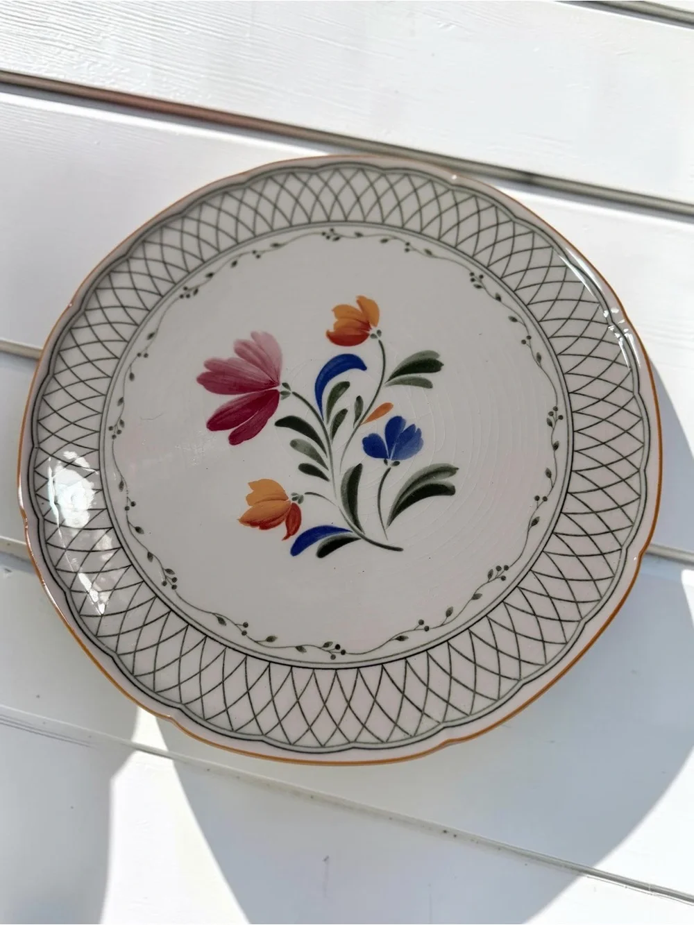 Nikko Provincial Designs Floral Plate Latticework Border Japan Vintage